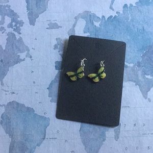 Yellow and black handmade Butterfly enamel handmade earrings